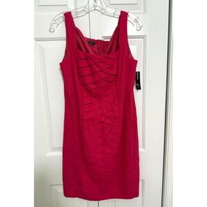 NWT New Directions Womens Pink Sleeveless Linen Blend Sheath Dress Size 12